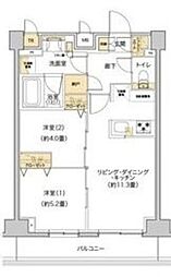 リビオメゾン南砂町 13階2LDKの間取り