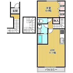 クリザンテームII 3階1LDKの間取り