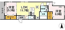 セレスティア北小岩III 2LDKの間取図画像