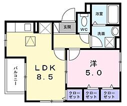 サニーレジデンス 1LDKの間取図画像