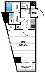 京成押上線 八広駅 徒歩5分の賃貸マンション 5階1Kの間取り