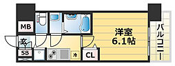 プレサンスKOBEアモーレ 1Kの間取図画像
