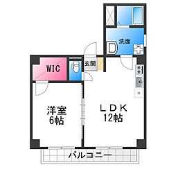 シティーコート北瓦町 3階1LDKの間取り