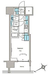 ルフォンプログレ蔵前プレミア 1Kの間取図画像