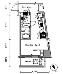 パークアクシス新板橋ウエスト 9階ワンルームの間取り