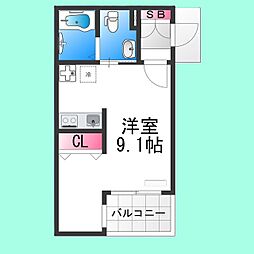 CASA七道 ワンルームの間取図画像