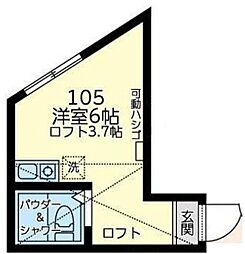ユナイト井土ヶ谷ピグマリオンランド ワンルームの間取図画像