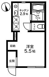ラフルール ワンルームの間取図画像