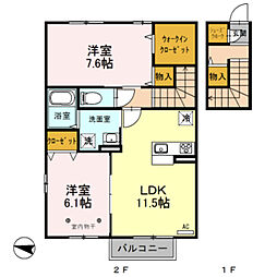 ブリリアンス 2LDKの間取図画像