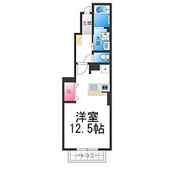 ハーモニー3 ワンルームの間取図画像