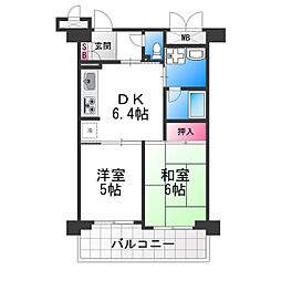 レピア堺湊 2DKの間取図画像