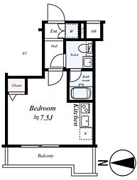 プレミアムキューブ大森本町 ワンルームの間取図画像