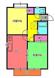ＫＥ5番館 1階2DKの間取り