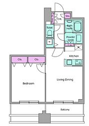 レジディア西麻布 1LDKの間取図画像