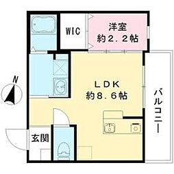 リアフラッツ香里園NORTH 1LDKの間取図画像