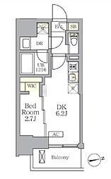 ザ・ライオンズフォーシア文京湯島 1階1DKの間取り
