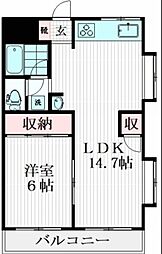 サンライズ船橋 2DKの間取図画像