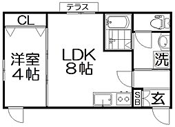 Halelea 1Kの間取図画像