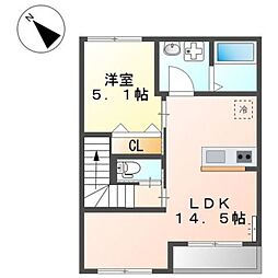 小田急小田原線 秦野駅 バス7分 名古木停下車 徒歩2分の賃貸アパート 2階1LDKの間取り