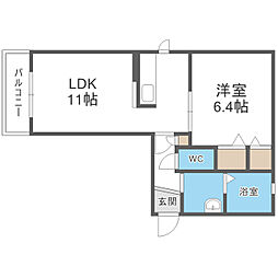 アウロラD 1LDKの間取図画像