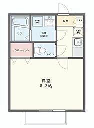 クレフラスト北小金B 1Kの間取図画像
