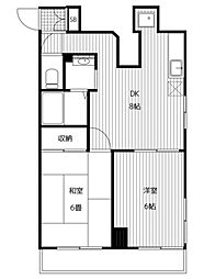 第七むさしマンション 2DKの間取図画像