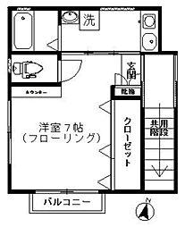 ウッドハウス彩 1Kの間取図画像