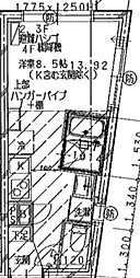 オークレスト恵比寿 ワンルームの間取図画像