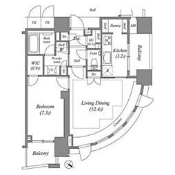 ザ・レジデンス赤坂檜町 11階1LDKの間取り