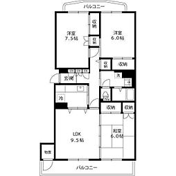 西武新宿線 武蔵関駅 徒歩8分の賃貸マンション 1階3LDKの間取り
