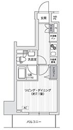 Primal Gotanda 8階1Kの間取り