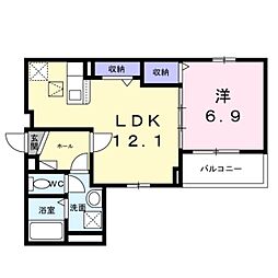 ヒカルサ泉大津条南町 1LDKの間取図画像