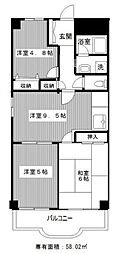 大森ハイツ 3LDKの間取図画像