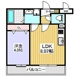 KTIレジデンス上桂 1LDKの間取図画像