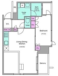 レジディア勝どき 1LDKの間取図画像