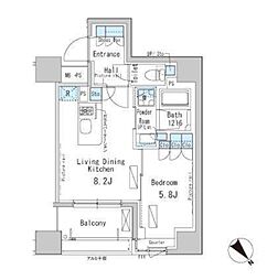 ParkAxis茅場町 1LDKの間取図画像