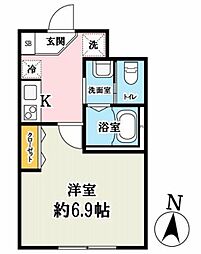 川口市芝4丁目アパート 1Kの間取図画像