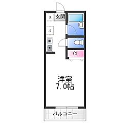 メゾン北花田 ワンルームの間取図画像