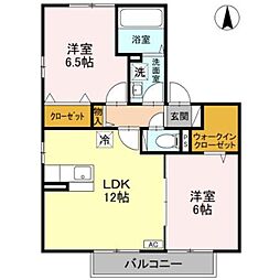 ドミール参番館 2LDKの間取図画像