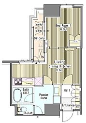 ホワイトタワー浜松町 1LDKの間取図画像