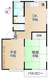 それにあぱあとめんつ 2DKの間取図画像