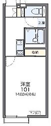 レオネクストしうん 1Kの間取図画像