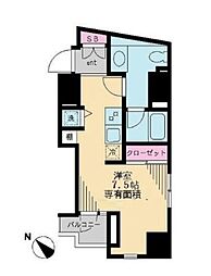 東京メトロ有楽町線 江戸川橋駅 徒歩4分の賃貸マンション 4階ワンルームの間取り