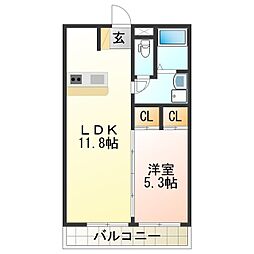 アールズヴィレッジN 1LDKの間取図画像