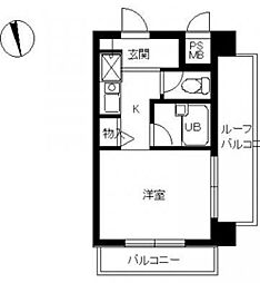 スカイコート早稲田2 ワンルームの間取図画像