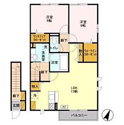 八千代の杜サウスウインドG棟 2LDKの間取図画像