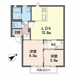 サンライフ・和気A 2LDKの間取図画像
