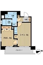 JR山手線 田町駅 徒歩10分の賃貸マンション 4階1LDKの間取り
