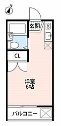 西武新宿線 東村山駅 徒歩12分の賃貸アパート 2階ワンルームの間取り
