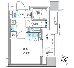 ザ・パークハウス浅草橋タワーレジデンス 1Kの間取図画像